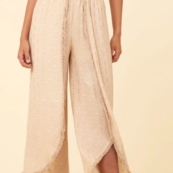 Surf Gypsy Lurex beige open leg snake print wide leg pants Size Small - Picture 7 of 7